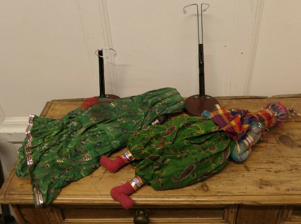Pair Of Indian Handmade Vintage Rajasthani Kathputli Puppets photo vintage