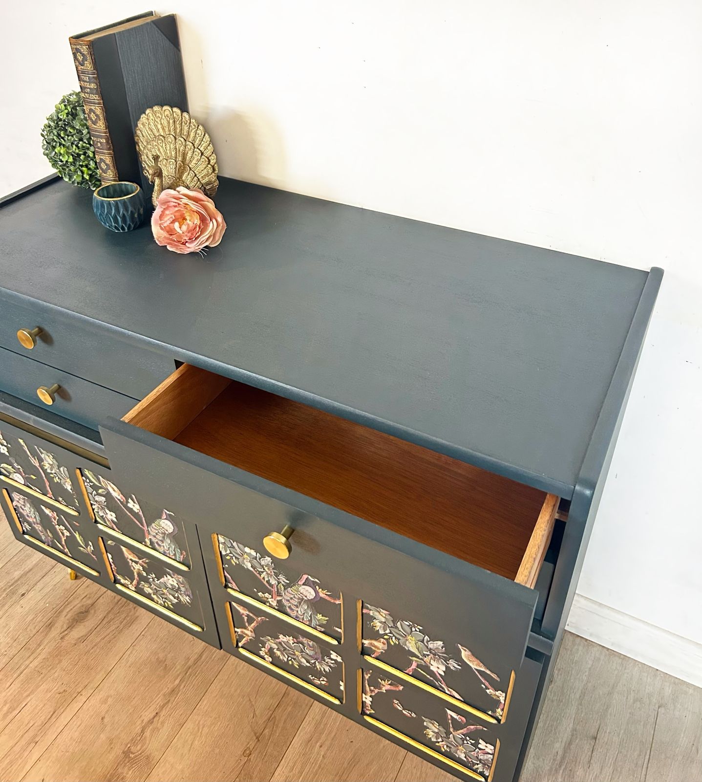 795.0 Blue Teal And Peacock Nathan Mid Century Cocktail Cabinet And Drinks Cabinet photo