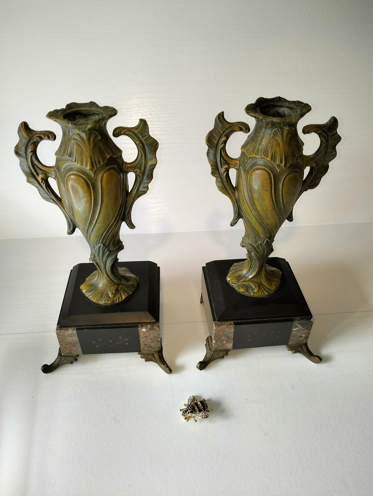 French Antique Bronze Spelter Urns, French Antique Rococo Bronze Vase, Pair Of Antique Urns, Chateau Chic Home Decor photo furniture