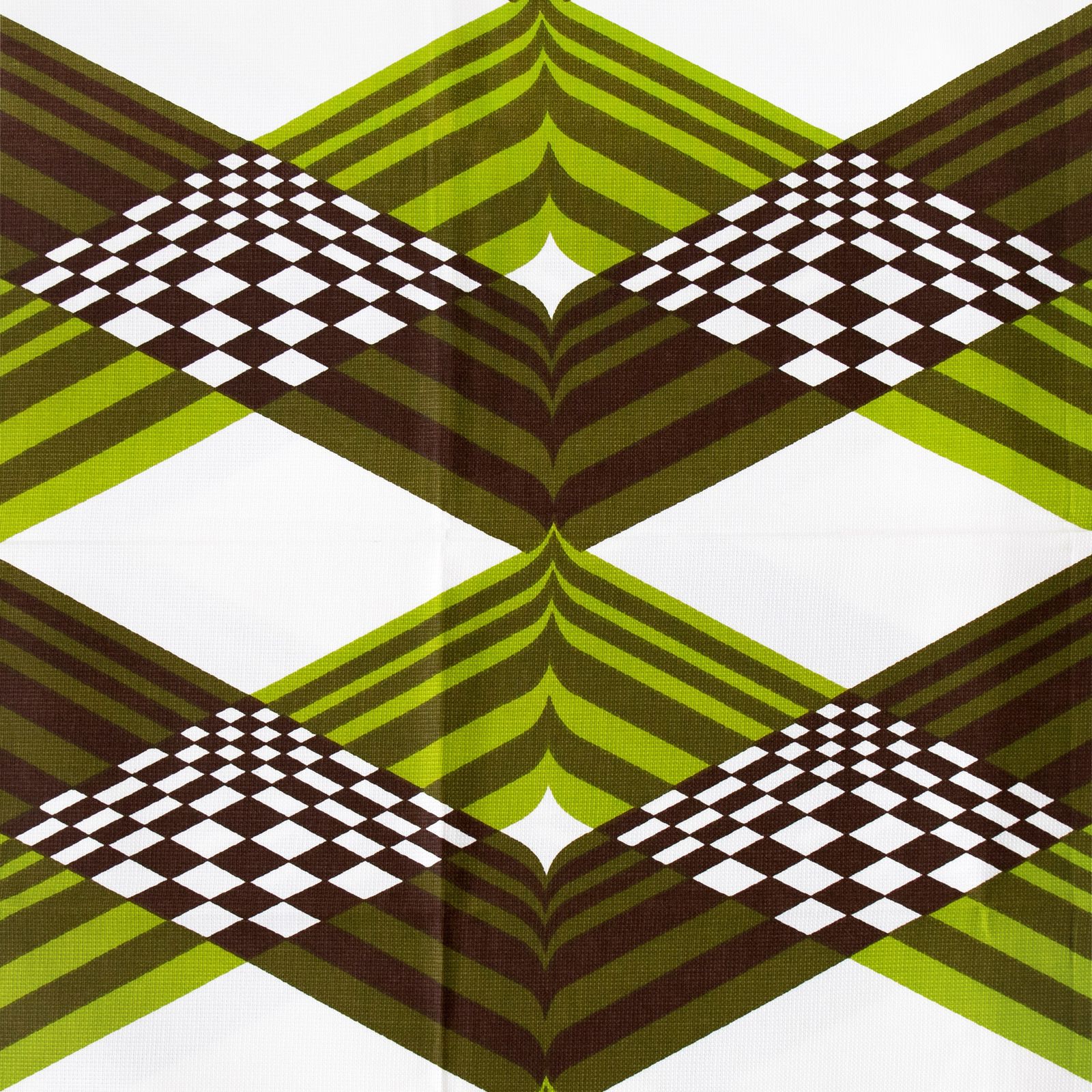 Long Length Of Unused 1970s Viscose Fabric With Psychedelic Chequerboard Design photo for sale