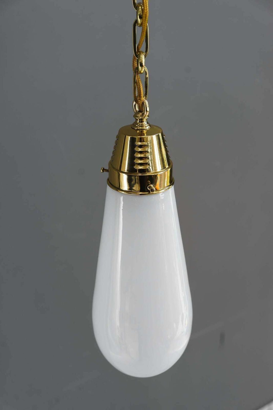 2x Art Deco Hanging Lamps Germany Around 1920s With Original Old Glass Shades photo for sale