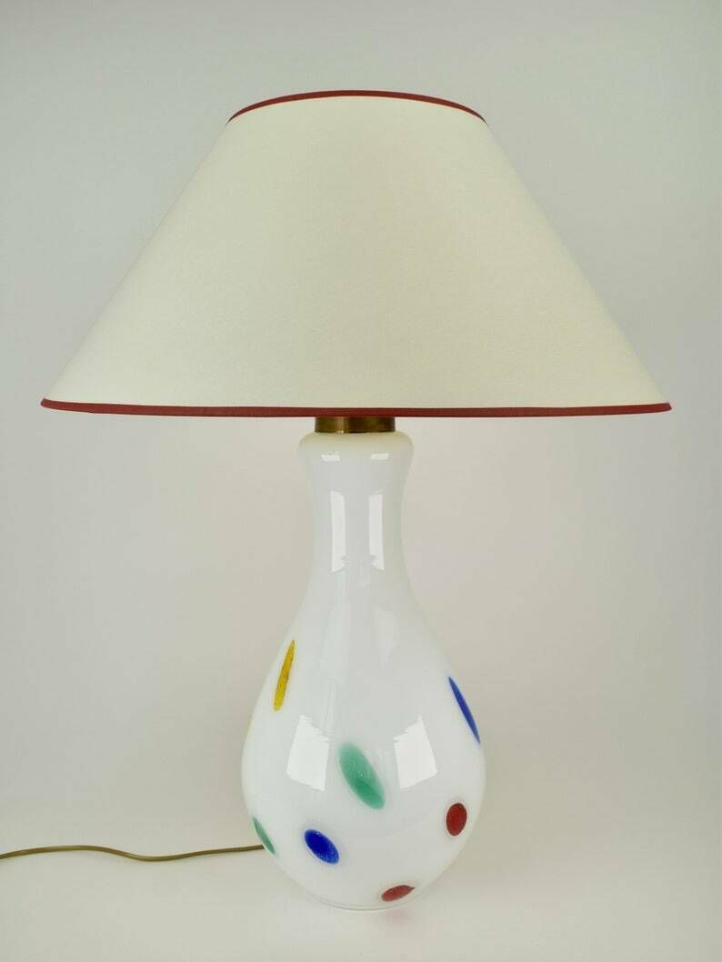 Large Murano Glass Table Lamp By Dino Martens For Aureliano Toso, 1960s | Italian Statement Accent Light Mid Century Modern Vintage photo furniture