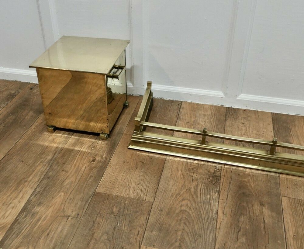 Arts And Crafts Brass Fender With Coal And Log Boxes photo furniture