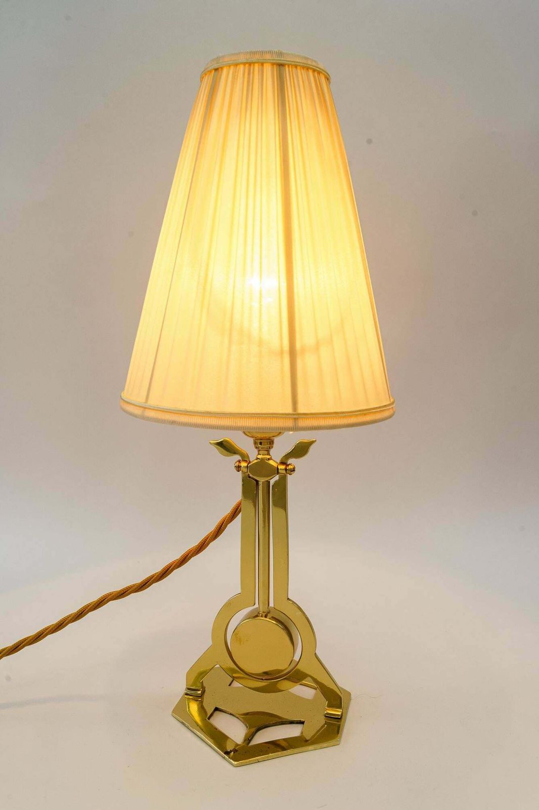photo furniture Art Deco Table Lamp Vienna With Fabric Shade Around 1920s