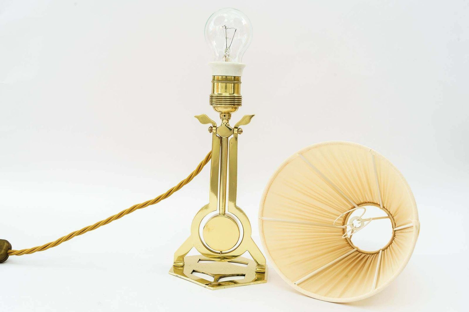 photo for sale Art Deco Table Lamp Vienna With Fabric Shade Around 1920s