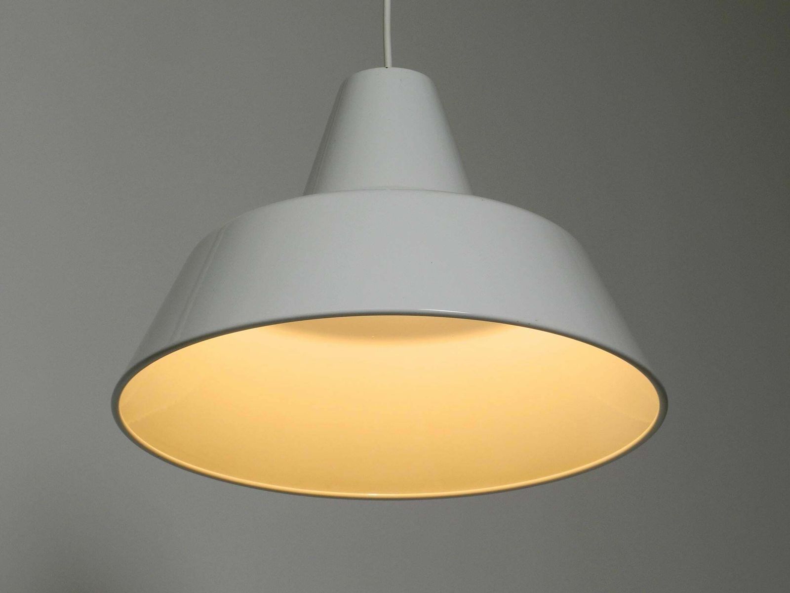 Pair Of 1950s Metal Enamel Ceiling Lamps By Axel Wedel Madsen For Louis Poulsen photo Lighting