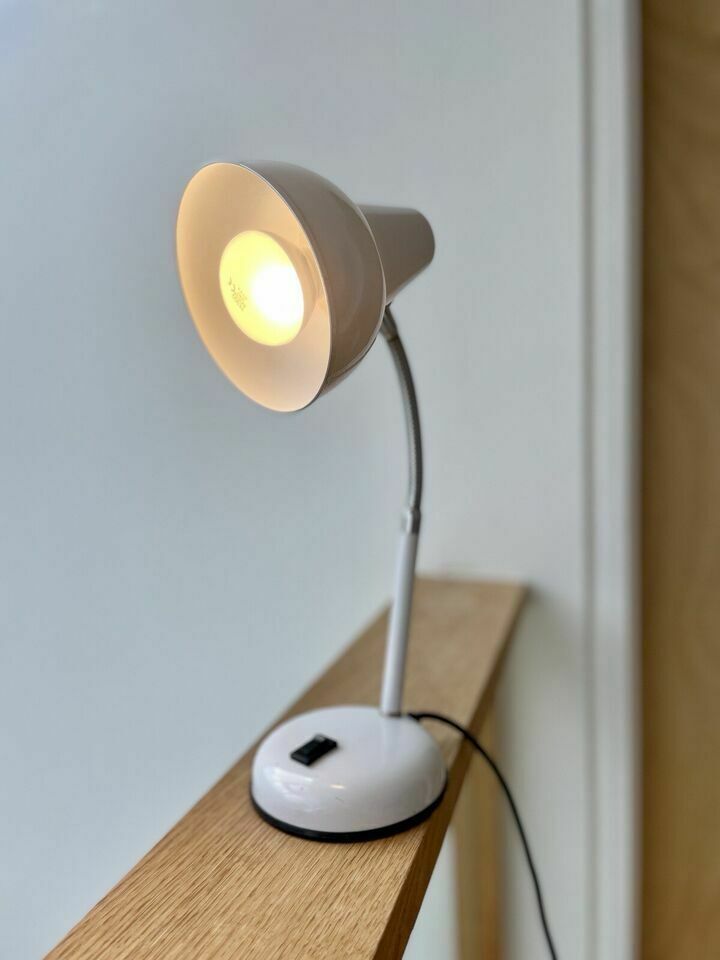 Lighting Vintage White Gooseneck Desk Lamp By Veneta Lumi Italy Bhs 1980s Pat Tested photo