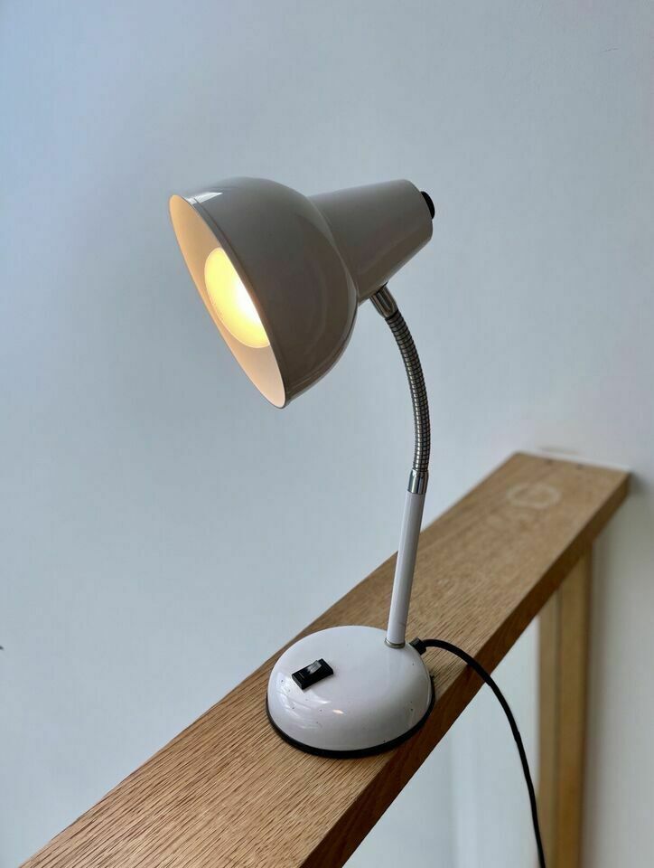 50.0 Vintage White Gooseneck Desk Lamp By Veneta Lumi Italy Bhs 1980s Pat Tested photo