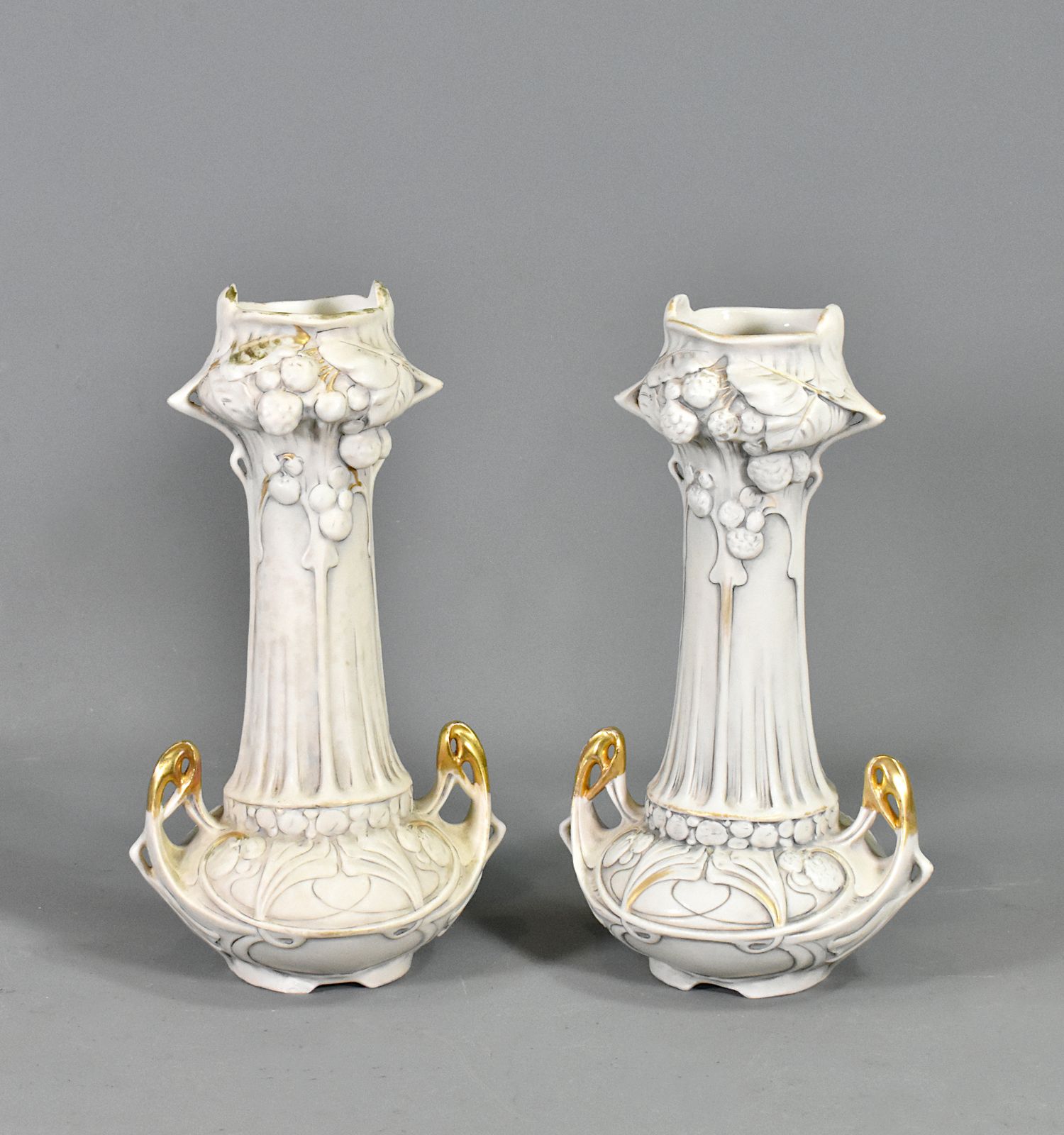 Pair Of Art Nouveau Vases Royal Dux Bohemia photo Home Decor