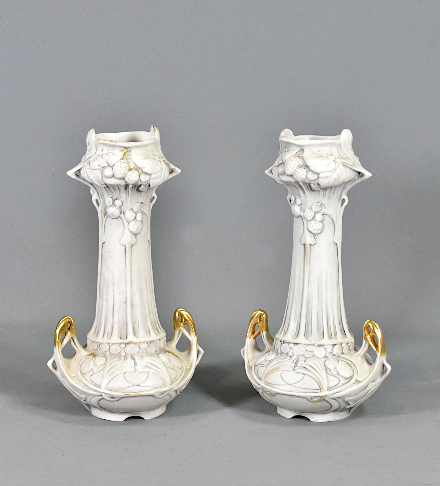 Pair Of Art Nouveau Vases Royal Dux Bohemia