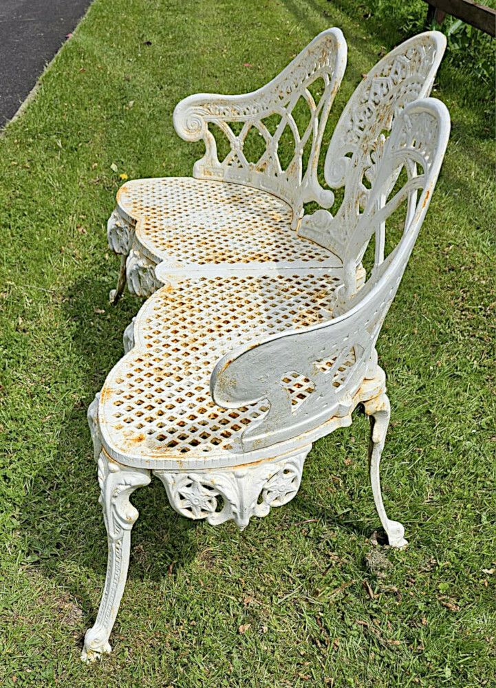 A Fabulous 20th Century Heavy Cast Iron Three Seater Garden Seat photo for sale