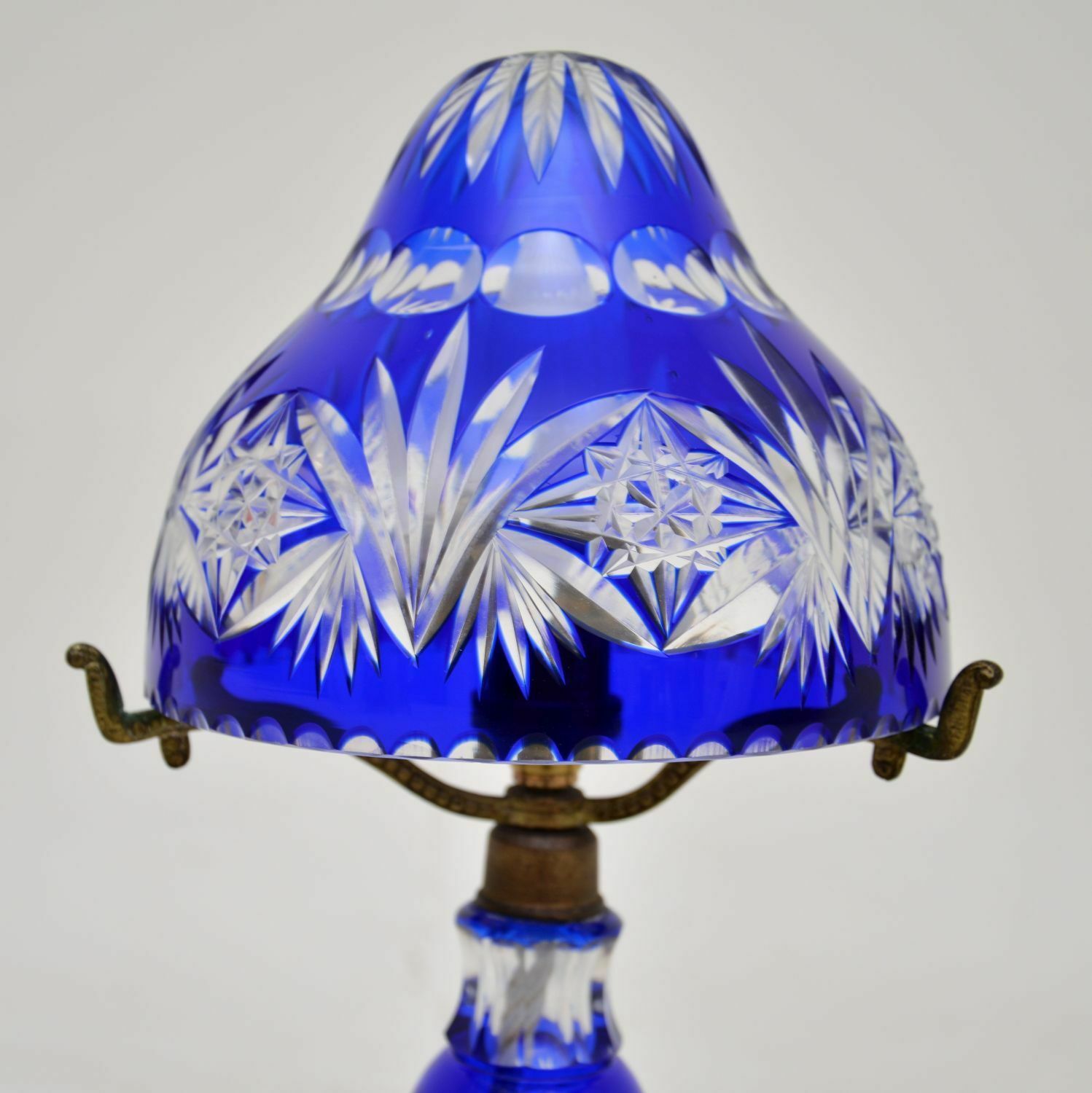 Antique Bohemian Crystal Glass Table Lamp, Vase And Dish photo 585.52