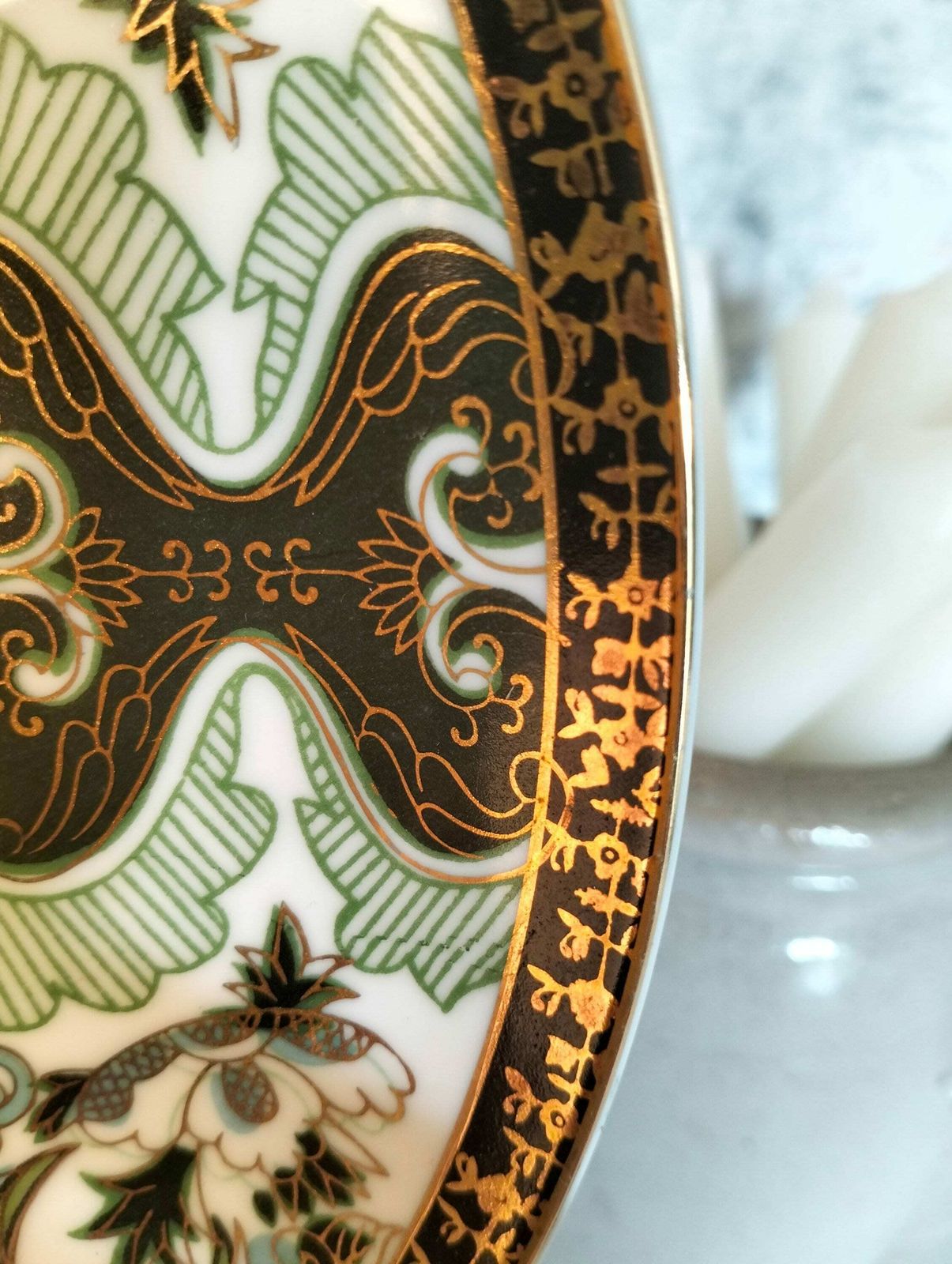Vintage French Ceramic Wall Plate, Bird Wall Plate, Green White Chinoiserie Plate, French Ceramic photo 50.02