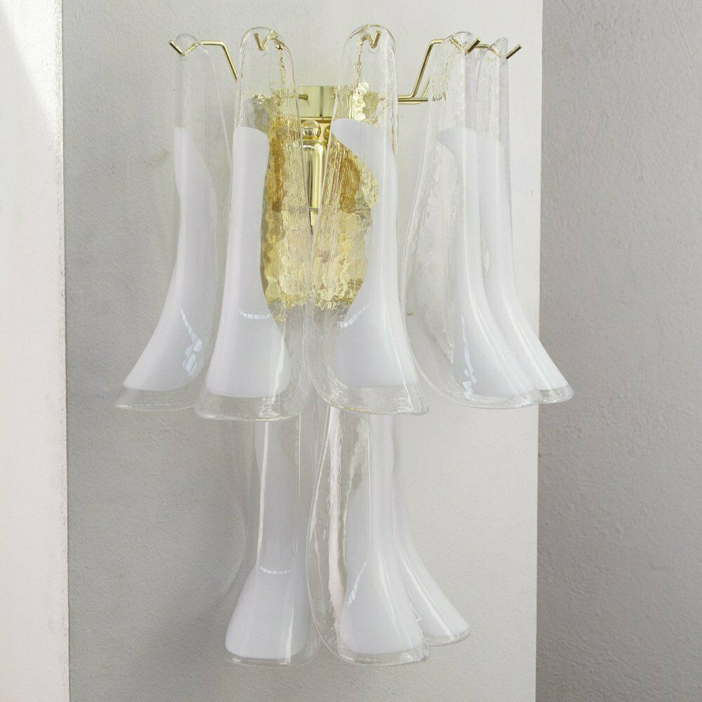 Petal Wall Lamp In Murano Glass With White Decoration, Italy, 1990s photo 624.0