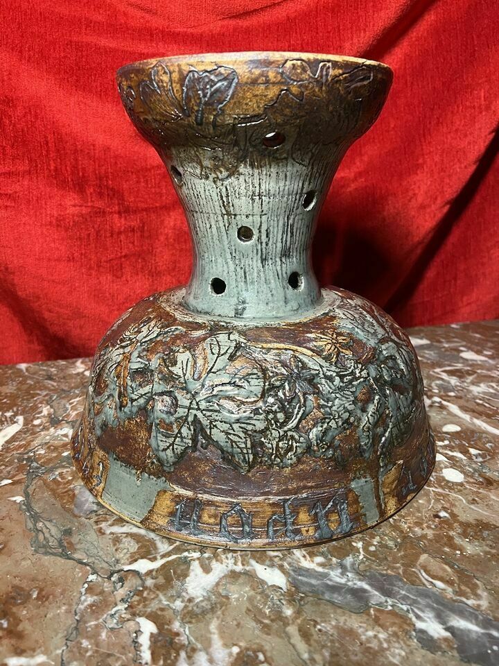 photo furniture Large Cornish Studio Pottery 'Good Cheer Upon This House' Fruit Bowl