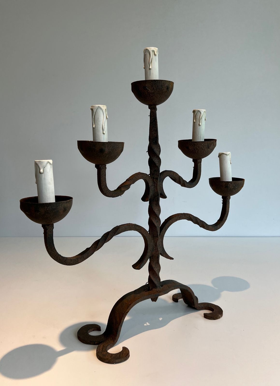 Wrought Iron Candelabra With 5 Arms Of Lights photo for sale