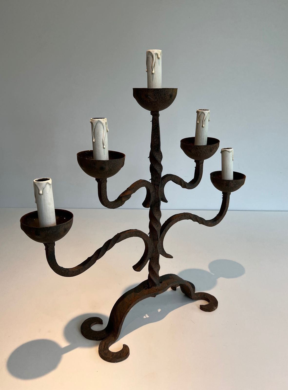Wrought Iron Candelabra With 5 Arms Of Lights photo Home Decor
