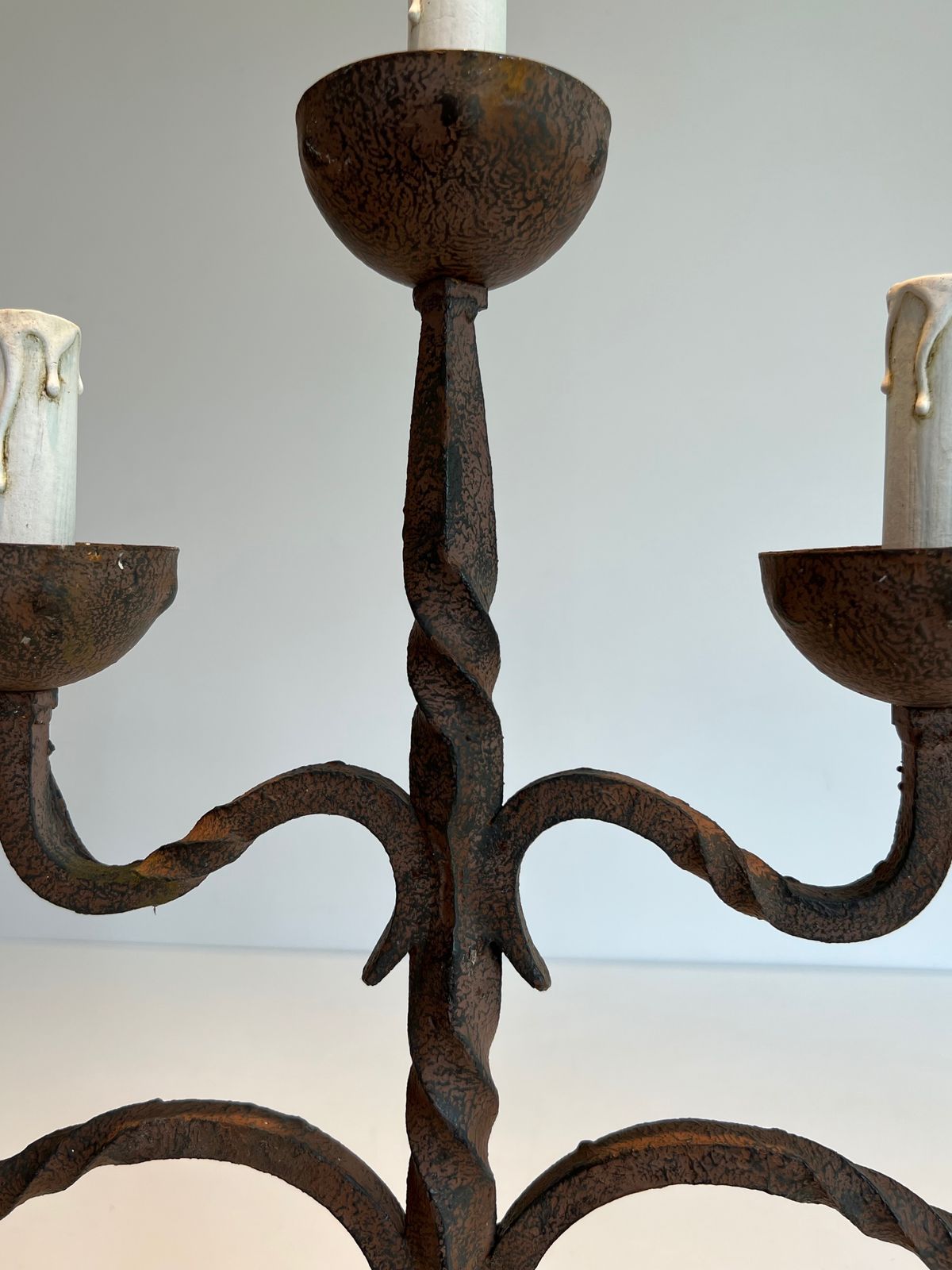 Wrought Iron Candelabra With 5 Arms Of Lights photo vinterior