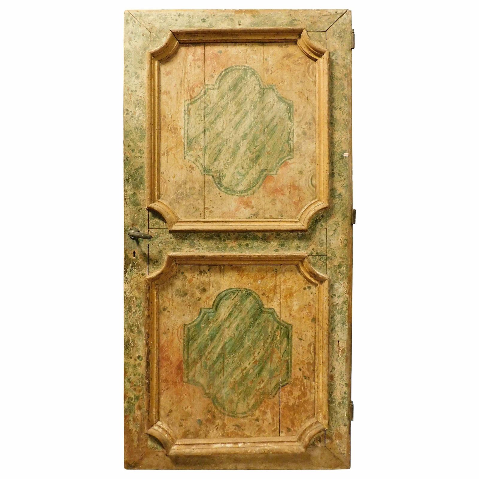 Interior Old Door In Lacquered Wood With Faux Marble Effect, Naples