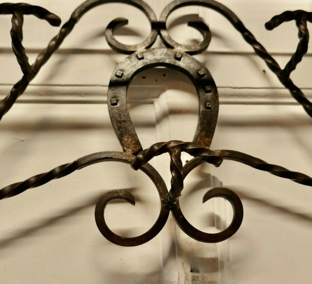 French Wrought Iron Wall Hanging Rack For Coats And Tack On A Horse Riding Theme photo Furniture