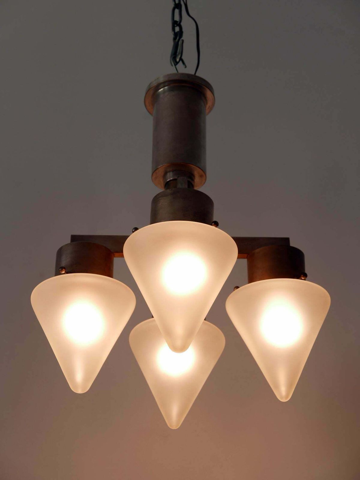Elegant Four Flamed Art Deco Chandelier Or Ceiling Lamp Germany 1930s photo furniture