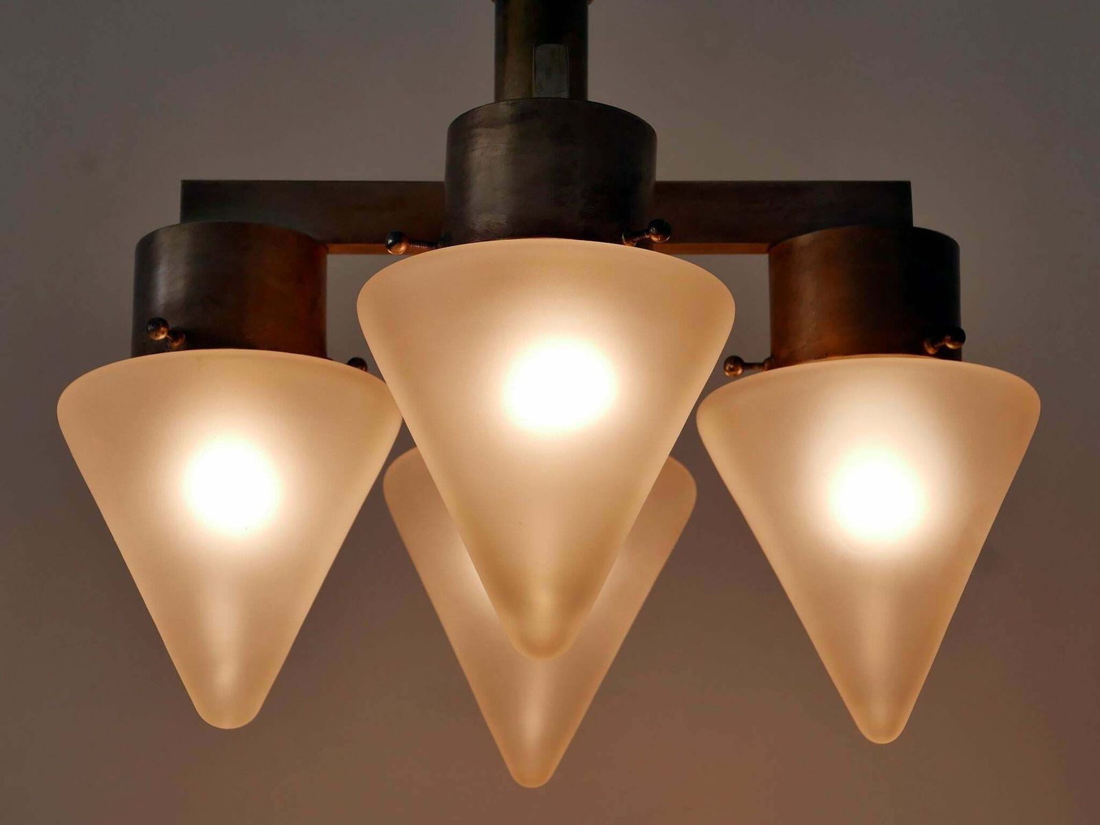 Elegant Four Flamed Art Deco Chandelier Or Ceiling Lamp Germany 1930s photo buy