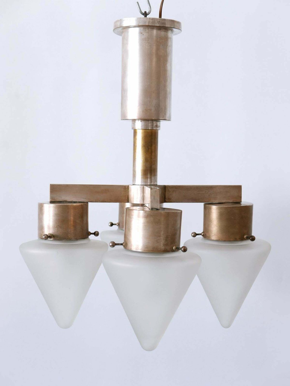 photo for sale Elegant Four Flamed Art Deco Chandelier Or Ceiling Lamp Germany 1930s