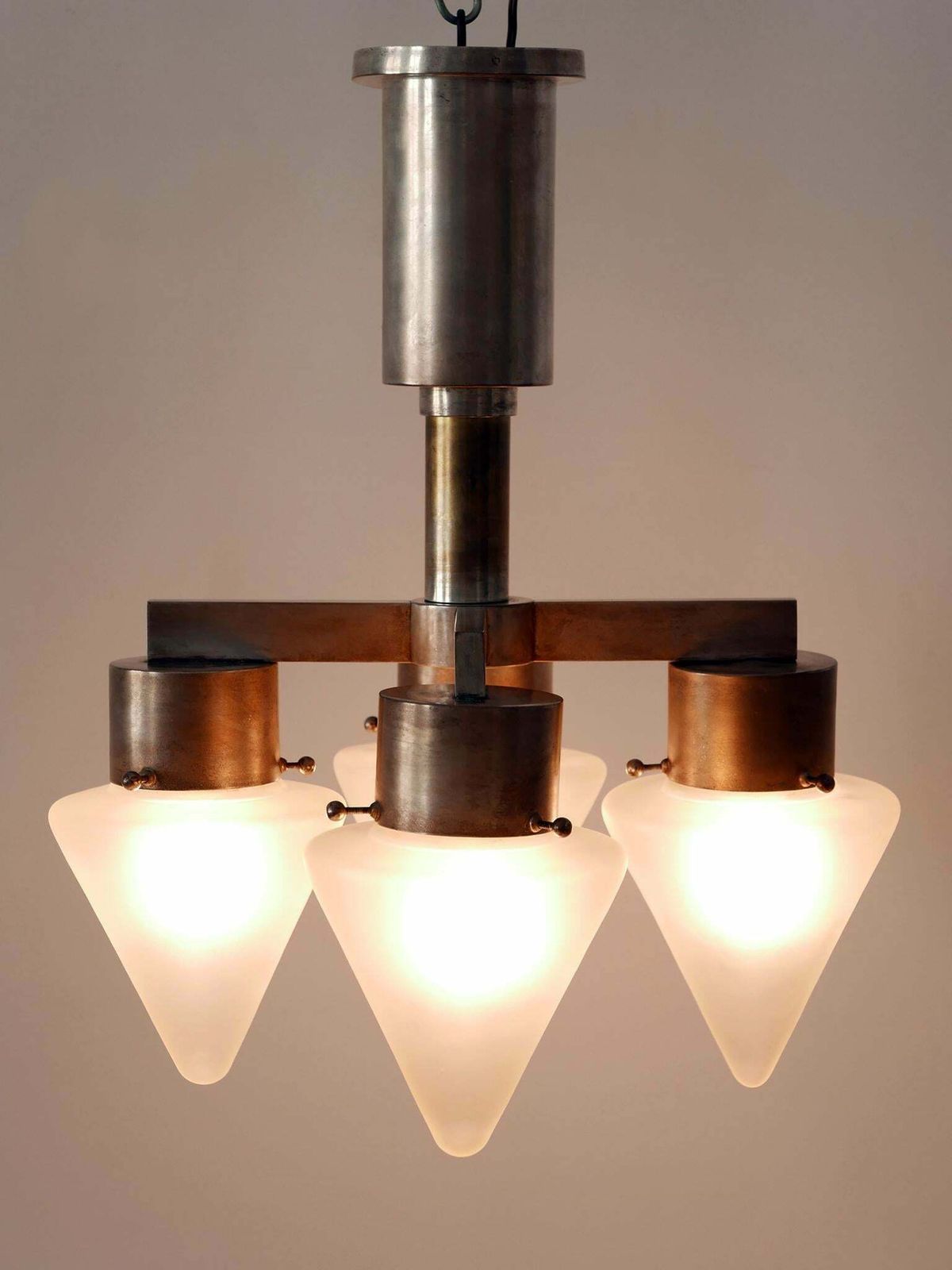 Lighting Elegant Four Flamed Art Deco Chandelier Or Ceiling Lamp Germany 1930s photo