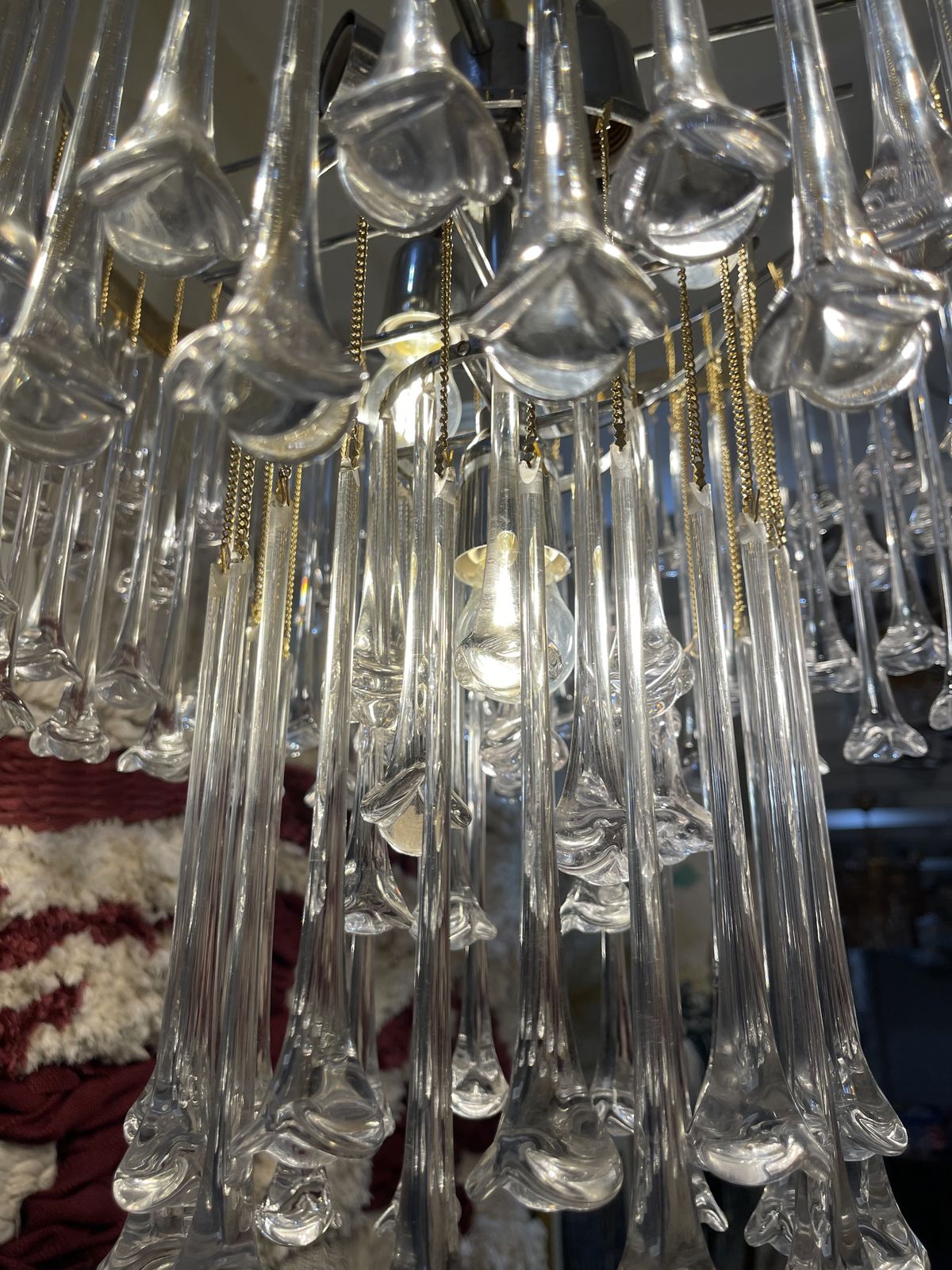 Venini Glass Murano Flower Drops Chandelier  Italie 1980 photo vinterior