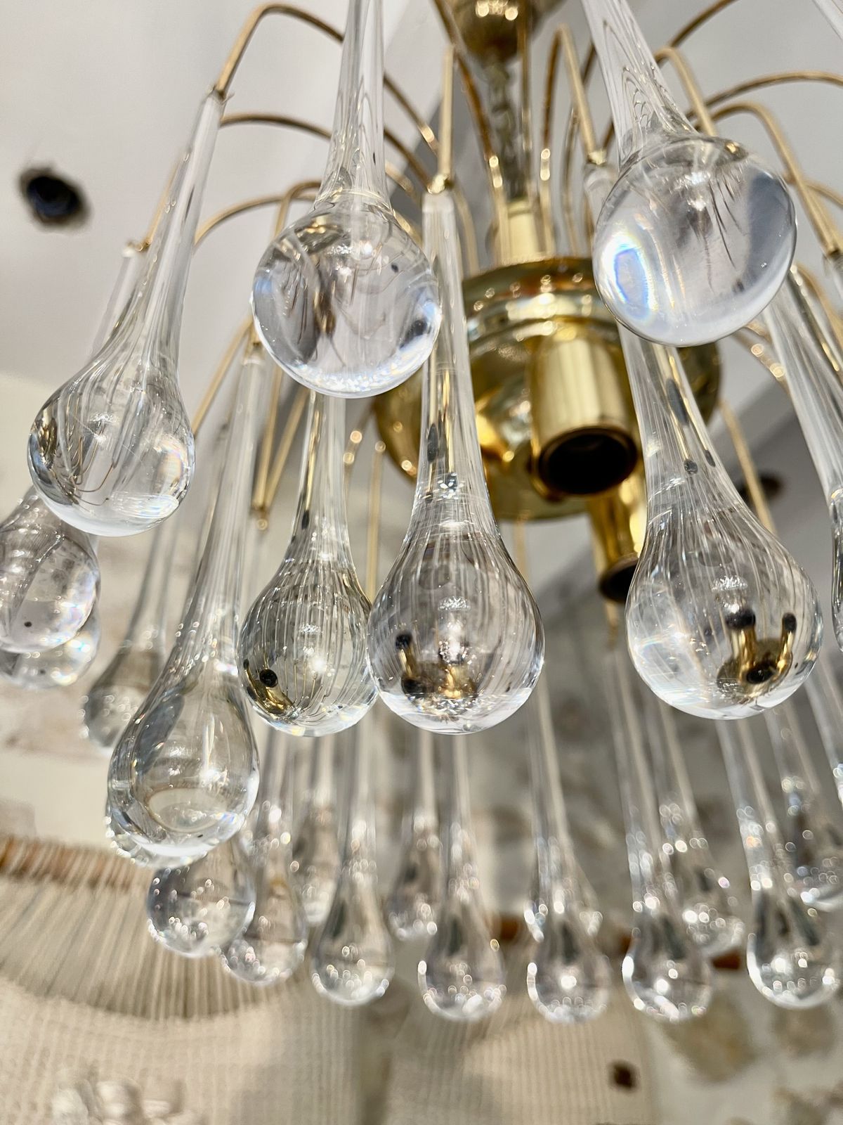 Venini Glass Murano Flower Drops Chandelier  Italie 1980 photo furniture