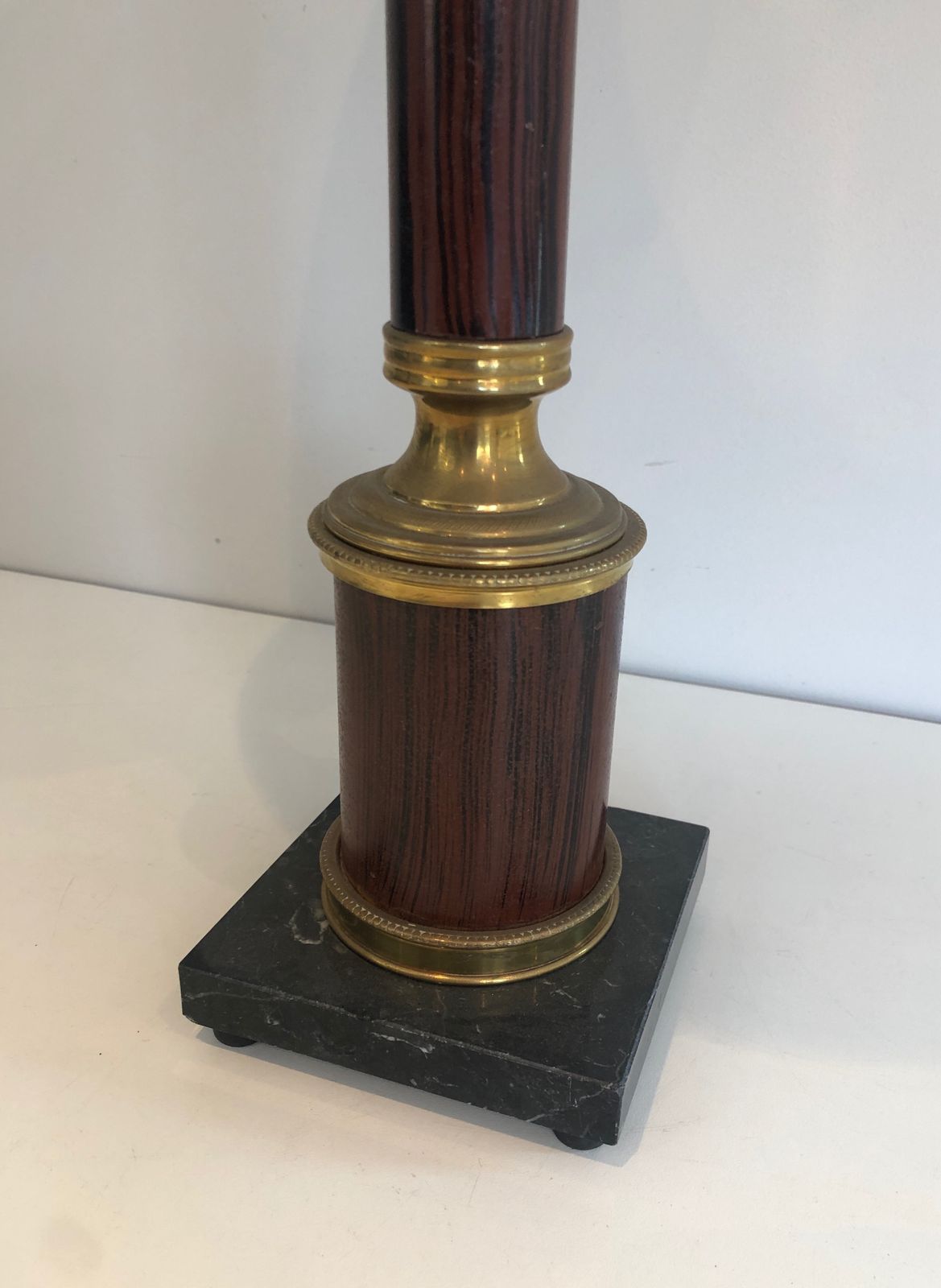 photo furniture Pair Of Neoclassical Style Faux Wood Lamps In Metal And Brass