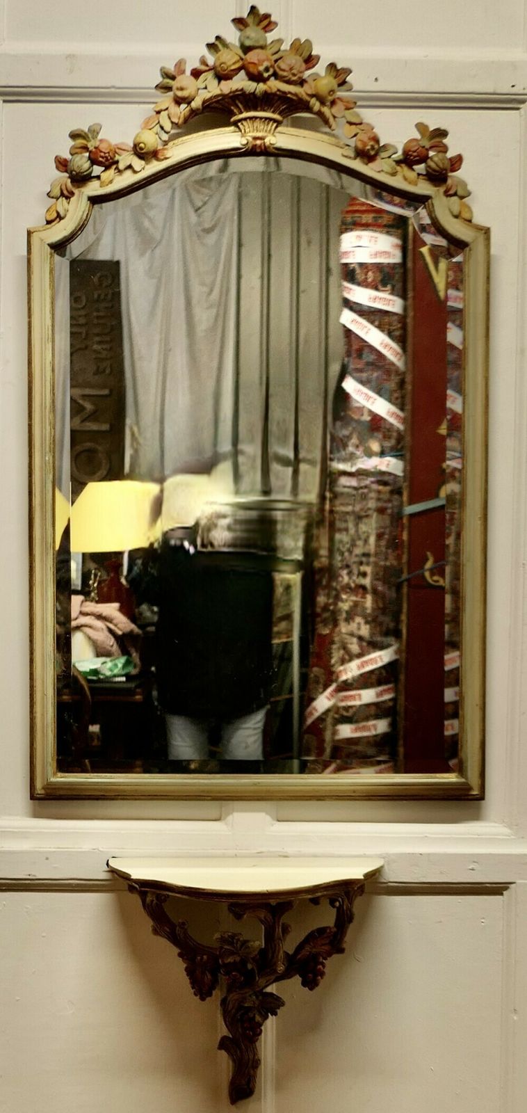 Carved And Painted Console Mirror And Shelf photo furniture