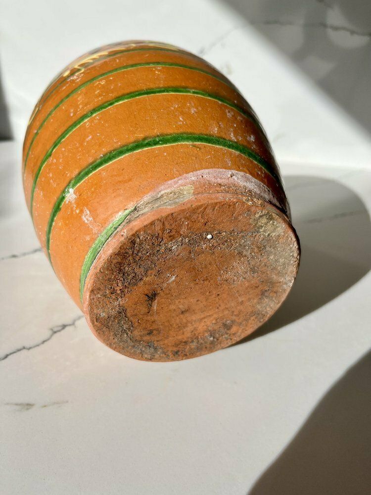 photo for sale Vintage Hand Painted Polish Earthen Wear Pot