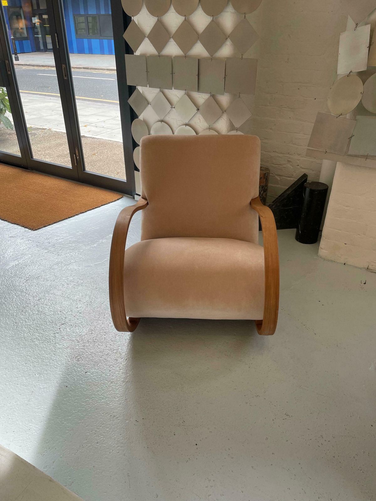Swedish Rocking Chair In Pink Velvet photo buy