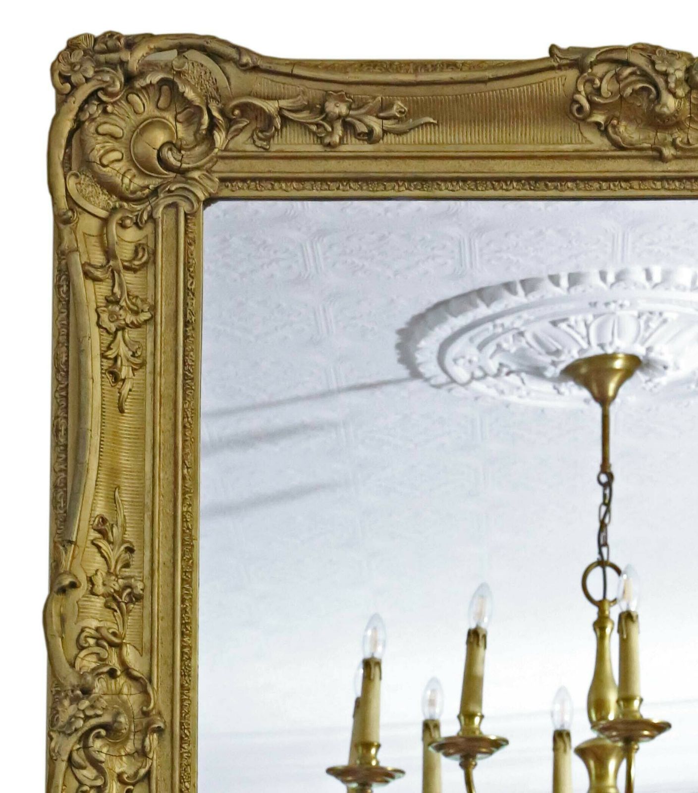 Antique Large 19th Century Quality Gilt Overmantle Wall Mirror photo furniture