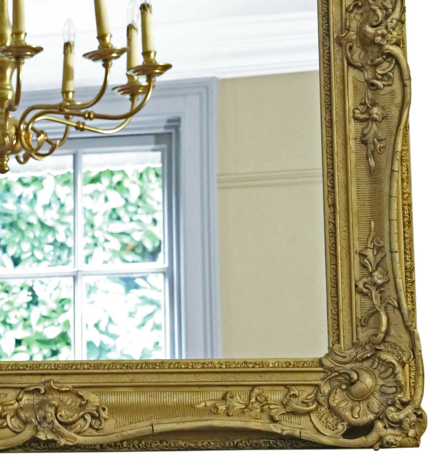 Antique Large 19th Century Quality Gilt Overmantle Wall Mirror photo Home Decor