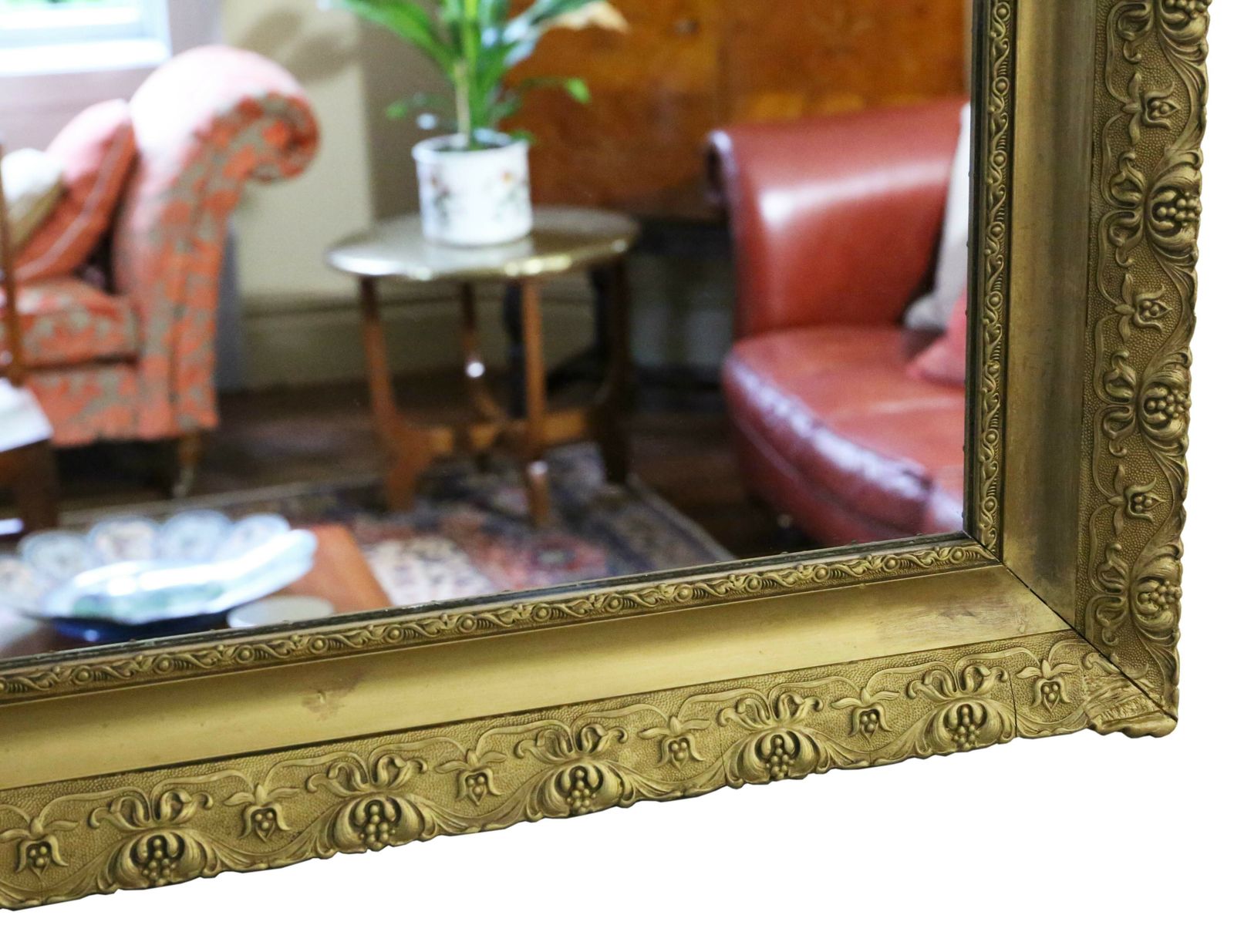 Home Decor Antique C1900 Large Quality Gilt Overmantle Wall Mirror photo