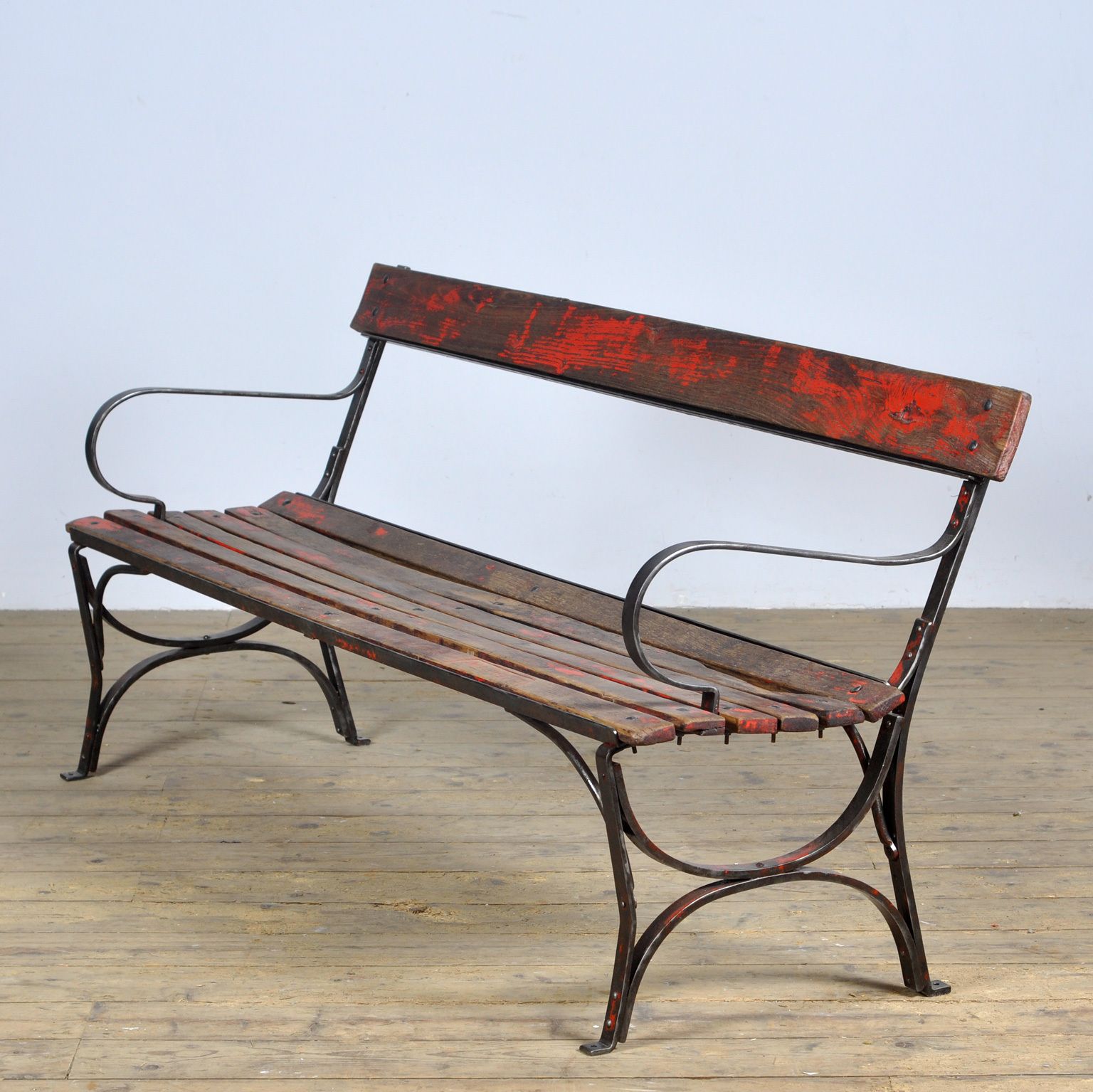 Riveted Iron Park Bench 1920s photo Garden Furniture