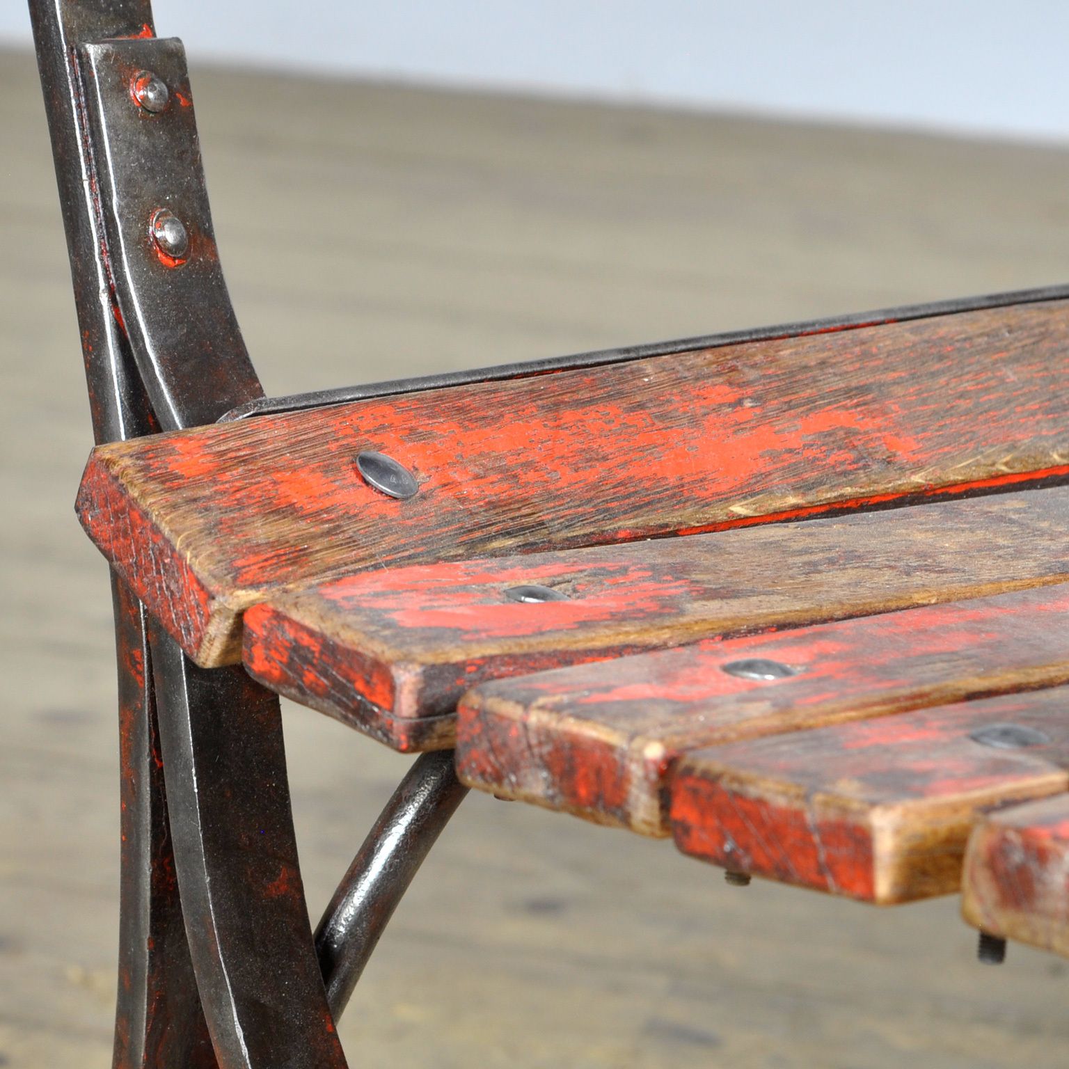 Riveted Iron Park Bench 1920s photo vinterior