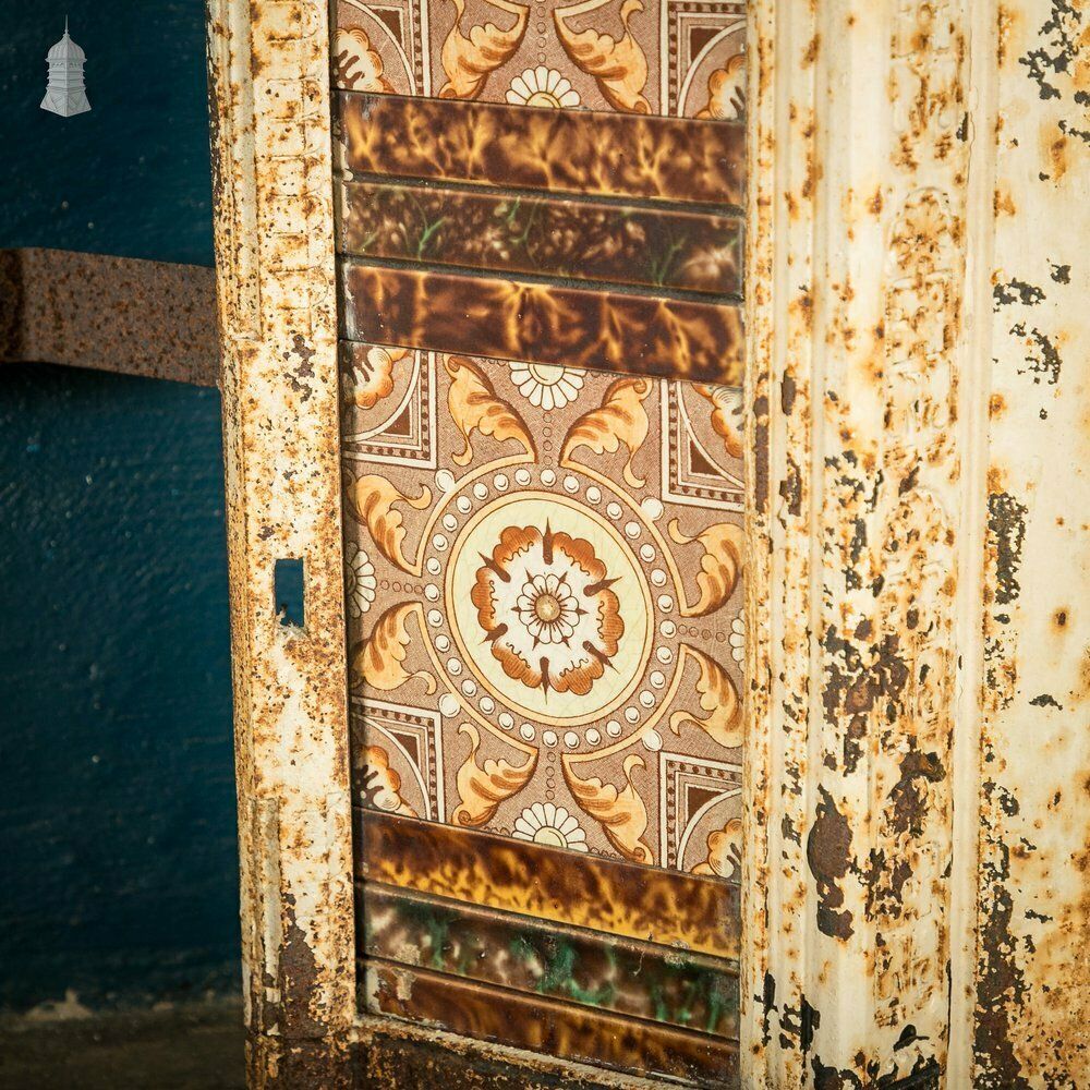 Cast Iron Fireplace Insert, Victorian Tiled Combination Fireplace Front photo vintage