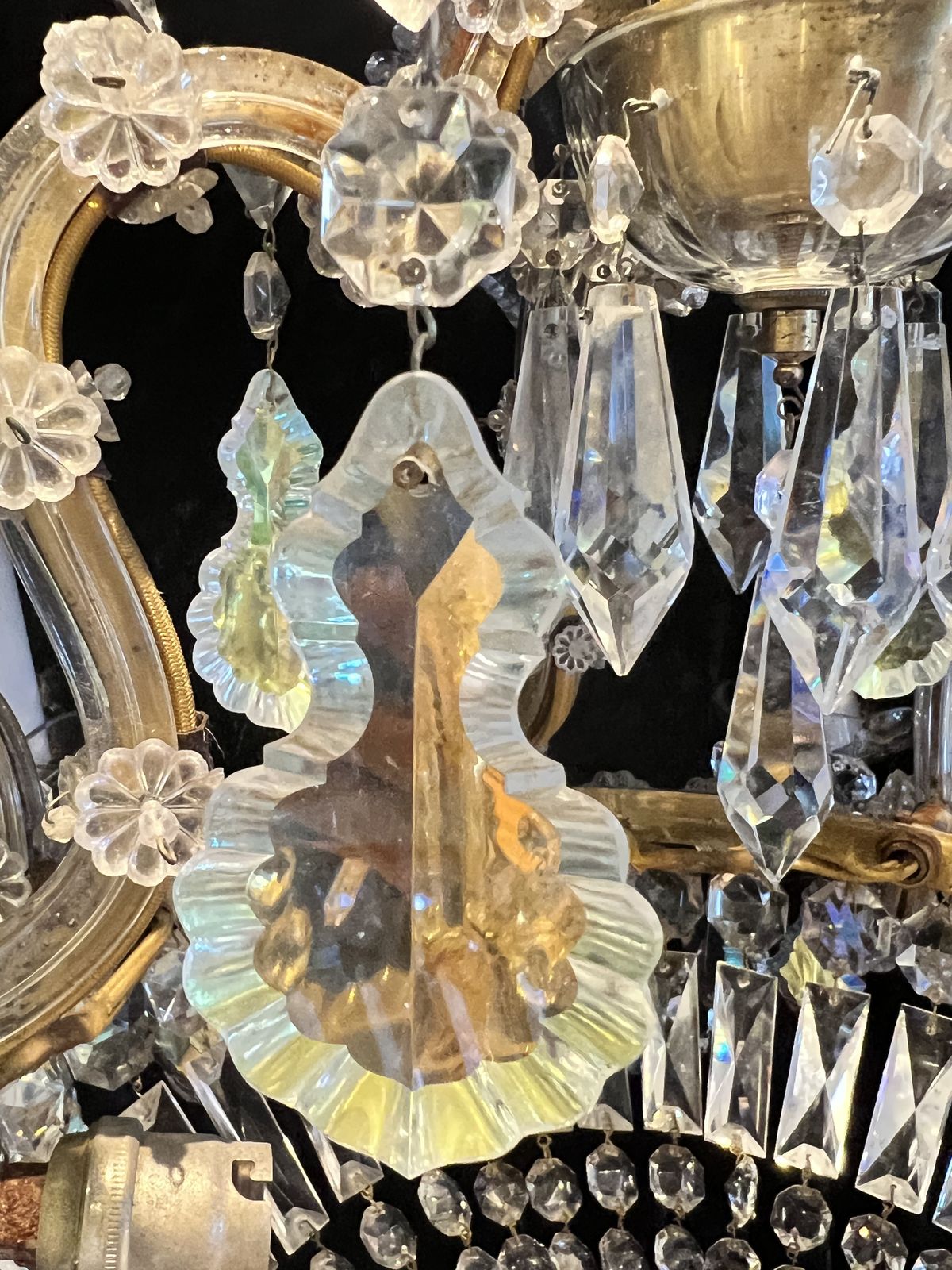 A Pair Of  Italian Twelve Light Antique Marie Theresa Chandeliers (We Have Four In Total Of These) photo vintage