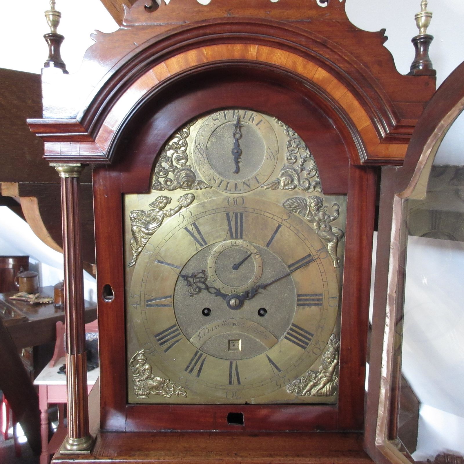 Baron Bruno Schroder Mahogany Long Case Clock By William Warren, Royston, Circa 1750 photo furniture