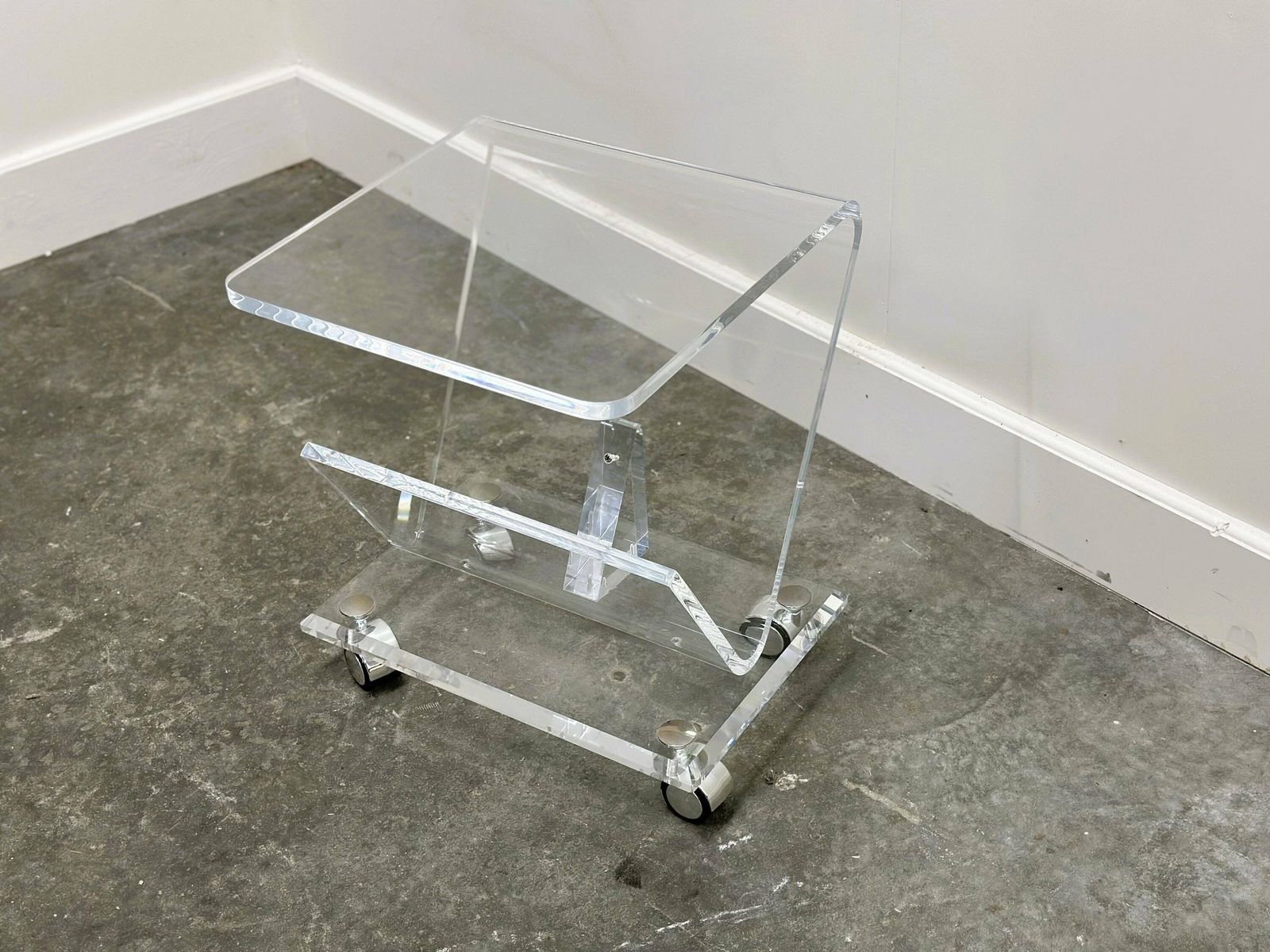 Vintage Lucite Magazine Cart, 1980s