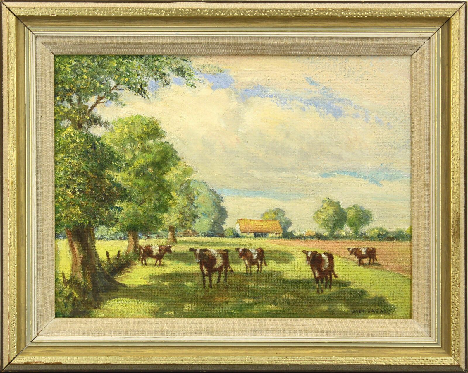 Oil On Board By Jack Savage. Cows In The Countryside