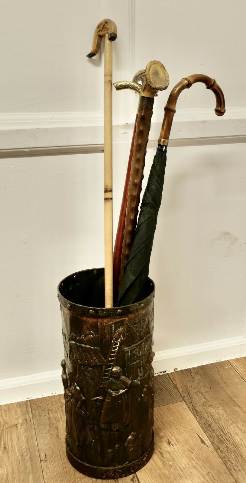photo furniture Superb Heavy French Copper And Iron Stick Stand, Umbrella Stand