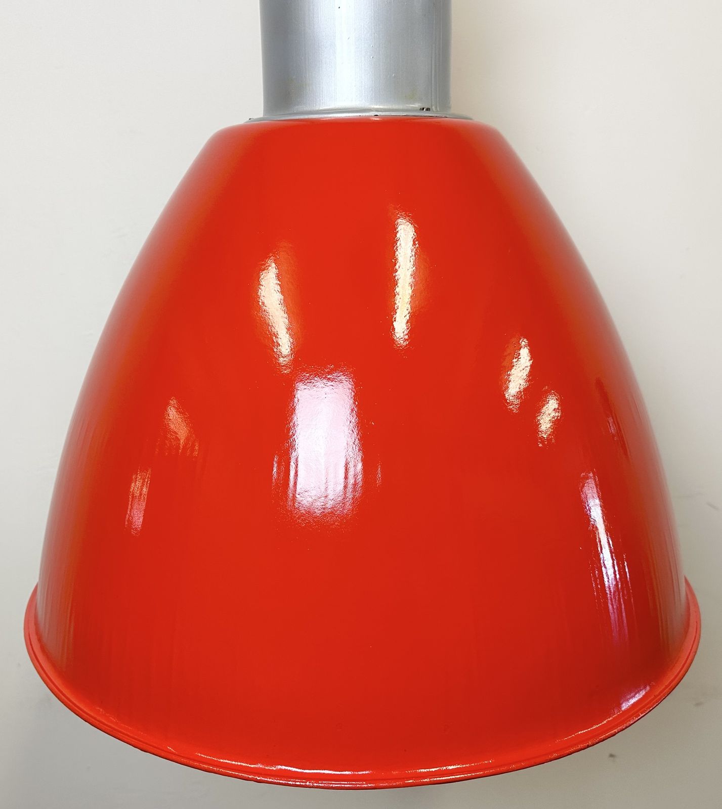Large Red Painted Industrial Factory Lamp From Elektrosvit, 1960s, 10x photo furniture