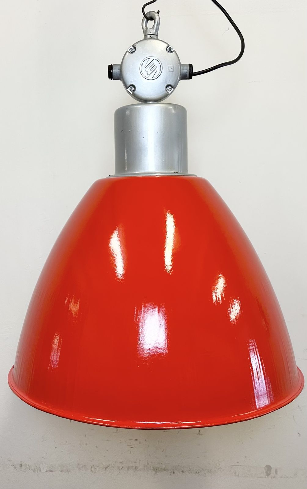 Lighting Large Red Painted Industrial Factory Lamp From Elektrosvit, 1960s, 10x photo