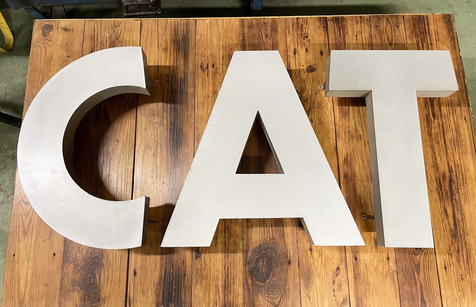 Large Vintage Grey Iron Facade Letter C , 1970s photo vintage