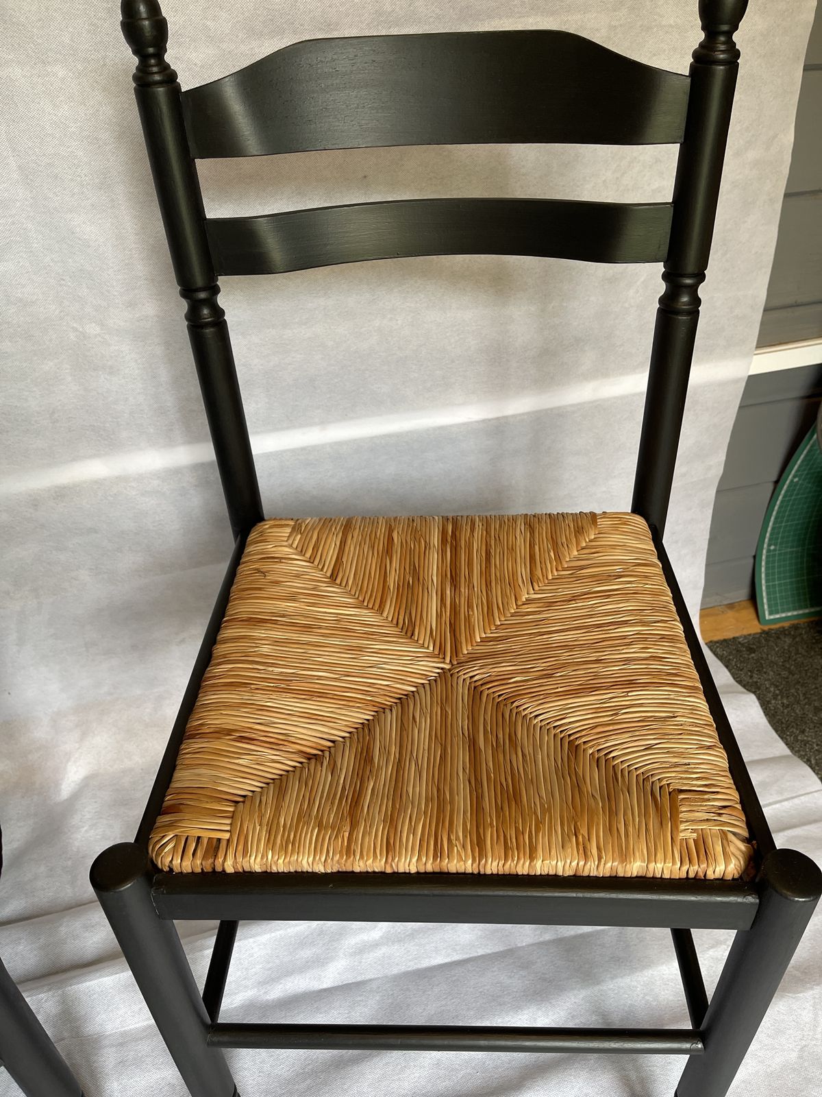 French Rustic Country Style Farmhouse Chairs, Black X 4 photo vinterior