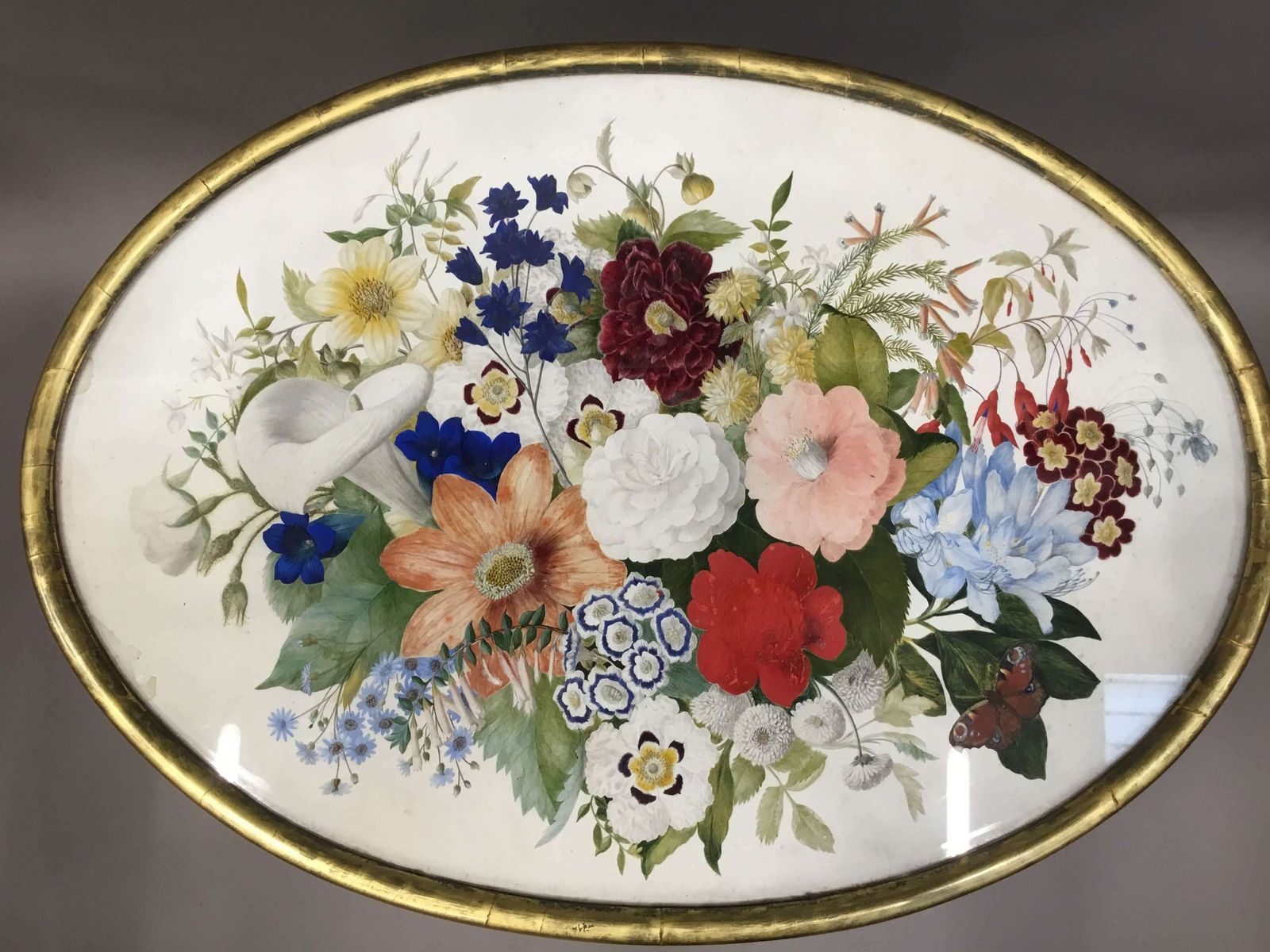 Splendid Regency Painted Top Oval Occasional Table photo furniture